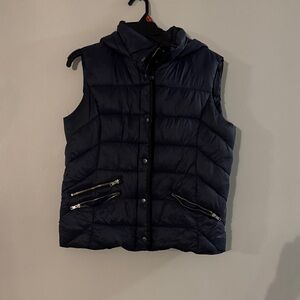 Entro Dark Blue Hooded Puffer Vest